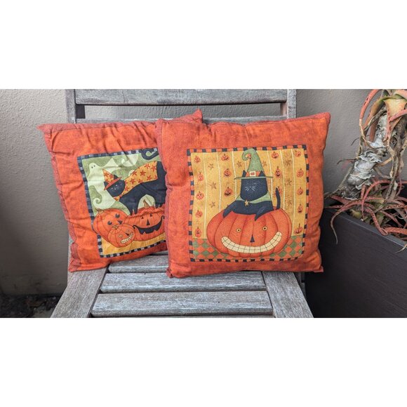 💜Handmade Halloween Cat Pillows (Set of 2) - Picture 2 of 9